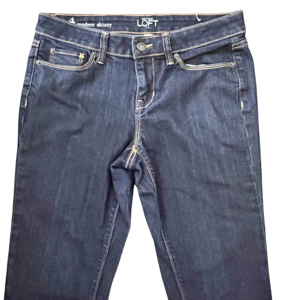 LOFT Modern Skinny Size 4 Jeans Dark Wash Blue Denim Everyday Casual VGC 30 x 30 - Picture 5 of 8